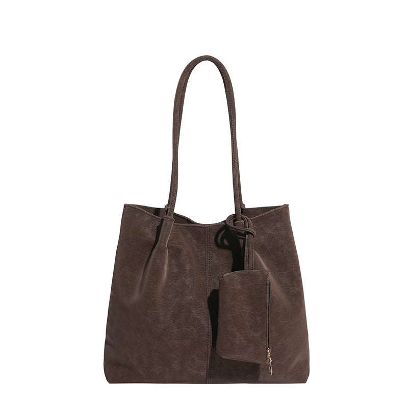 Large-Capacity Matte Suede Shoulder Bag