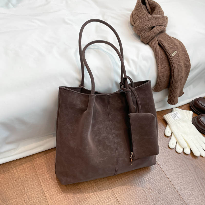 Large-Capacity Matte Suede Shoulder Bag