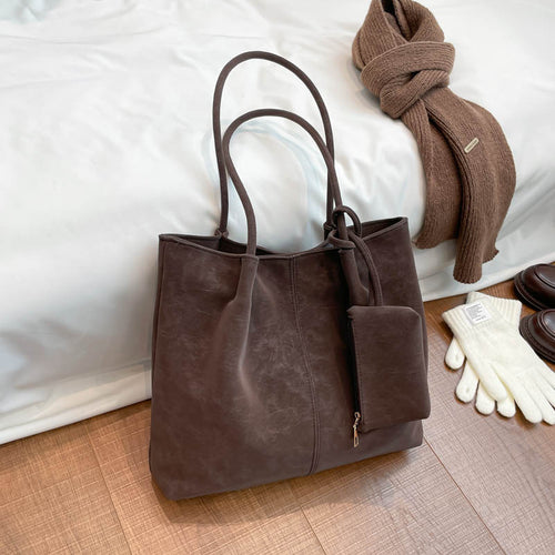 Large-Capacity Matte Suede Shoulder Bag