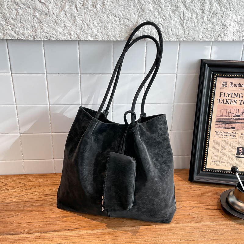Large-Capacity Matte Suede Shoulder Bag