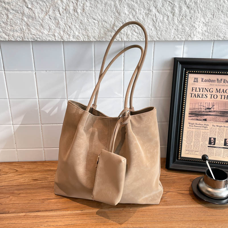 Large-Capacity Matte Suede Shoulder Bag